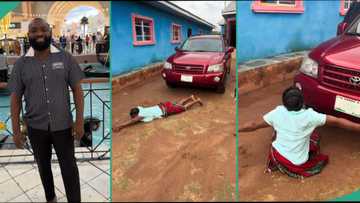 Nigerian woman emotional after younger brother bought her car, creates scene in touching video