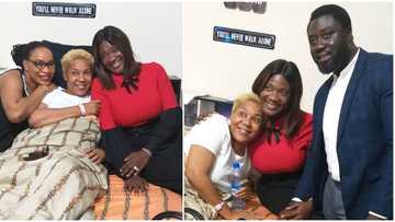 Nollywood actress Mercy Johnson and hubby pay courtesy visit to colleague Shan George at the hospital