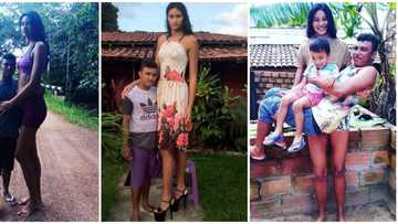 Pretty 26-year-old 'Brazil tallest woman' weds man who is a foot shorter, carries hubby and son in cute photo