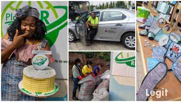How I make money from what people consider as useless, Nigerian lady making bags, shoes from pure water wastes