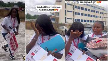 "I know my mum": Nigerian lady in tears as mother surprises her with land gift on sign out day, video emerges