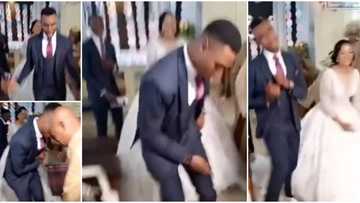 Wife can't dance: Reactions as groom steals show at wedding with fine legwork, leaves bride behind in video