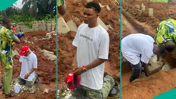 Young man starts foundation for his new house, shares photos from prayer session on site