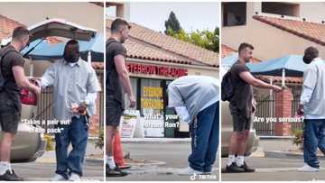 'Because you're a beautiful man': Oyinbo man surprises kind black socks seller with N415k cash in viral video