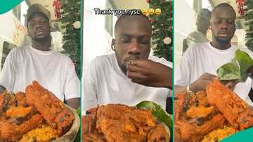Corps member enjoys sumptuous meal after receiving N77k allawee, funny video trends