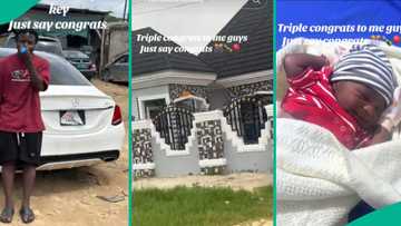 Man celebrates as he gets Benz, builds house, his wife gives birth: "This is how I want it God"