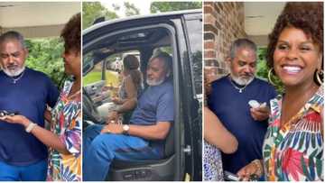 Sweet moment man weeps uncontrollably as his daughter stuns him with a car gift after 48 years of service