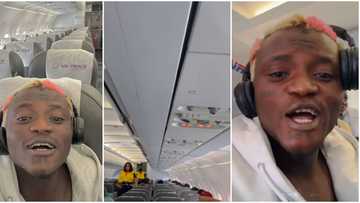 “Akoi see space”: Portable shows off empty plane, tells fans to be like him so they can have money for ticket