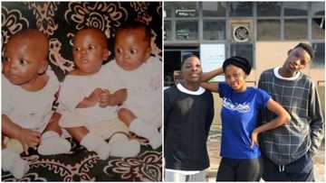Nigerians react as these triplets celebrate their birthday by 'recreating' this childhood photo