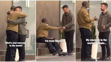 Video shows cute moment Oyinbo man surprised Nigerian man who was kind to him with N414k cash on the spot