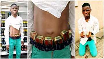 Photos: Man reportedly caught red-handed with stolen canned fish at Lagos supermarket