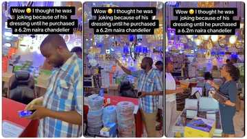 Man in simple dress enters luxury shop and buys chandelier for N6.2 million, transfers the money