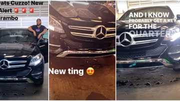 Davido's cousin Sina Rambo buys new Mercedes Benz, shares photos, videos online