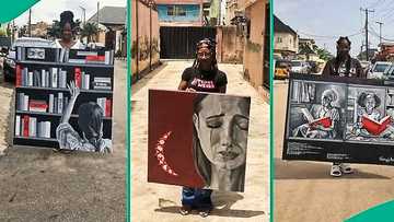 Female artist trends online after showing off her artwork selling for N7.2 million, people react