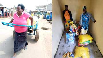 Massive joy as people open provision store for woman who went viral for pushing heavy jerrycans