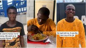 Young man gets special treatment from stranger who buys him clothes, food, says it's his best day in video