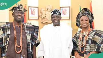 Alaafin of Oyo Oba Owoade visits Tinubu in Aso Rock, photos emerge