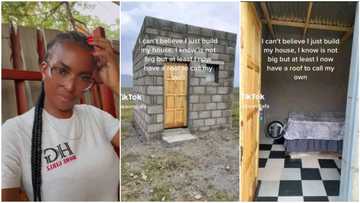 "You're better than us": Smart lady builds small house, tiles floor, moves in without ceilings