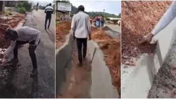 Man cries out in emotional video over the road project contractor delivered in Edo state, stirs massive reactions