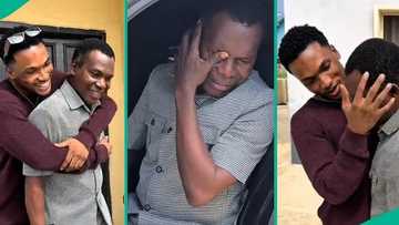 Nigerian dad bursts into tears as son gifts him car on birthday, video melts hearts