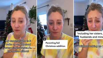 Mother cries bitterly as she wakes up to mess kid created, daughter opens up Xmas presents while others slept