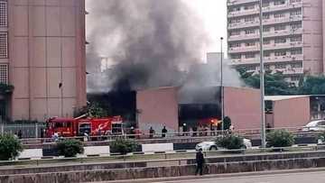BREAKING: Vehicles reportedly destroyed as federal secretariat in Abuja catches fire