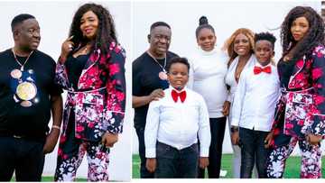 “See resemblance”: Fans gush over Mr Ibu’s lookalike son as he flaunts wife and kids in rare family photos