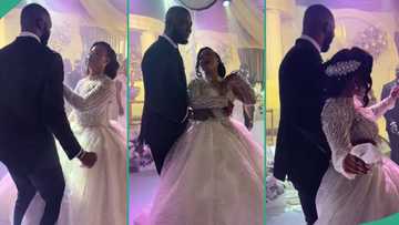 Lady who is a lover of Indian music dances to it alongside her husband on their wedding day