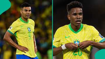 Man United’s Casemiro reacts angrily to Chelsea’s Estevao Willian during Brazil's win over Chile