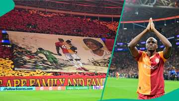 Victor Osimhen sends message to Galatasaray fans after unveiling banner as tribute to his late mum