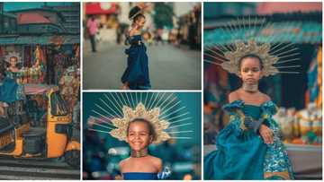 Beautiful photos of little girl posing atop a tricycle amazes Nigerians, many say she looks like Beyonce