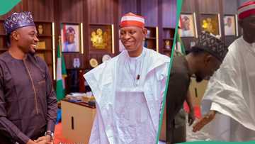 "Ouch see shenking": Video of Ahmed Musa refusing to shake Gov Abba Yusuf of Kano goes viral