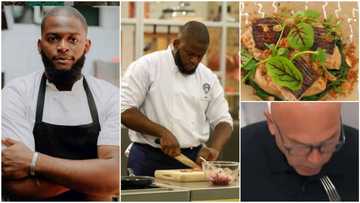 Nigerian man 'scatters' int'l food contest in UK with aroma of amala and egusi, white judges almost bite their tongues eating the food, praise the meal (videos)