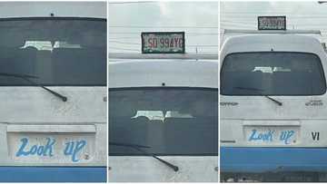 Look up & see: Nigerian man shares picture of funny bus plate number he captured in Lagos, photo goes viral