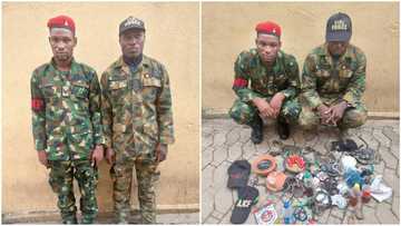 Photos emerge as police arrest suspected fake soldiers in Lagos, recover weapons, charms