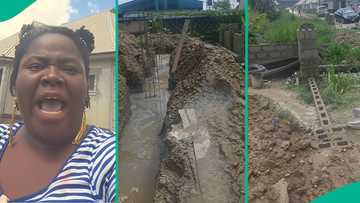 Woman returns to her land, cries out as she sees another person has built foundation on it
