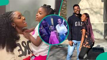 Adekunle Gold, Deja share adorable moment as they storm Simi's show, clip trends: "Dad's side chic"