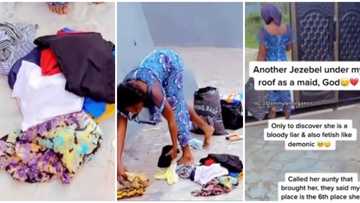 Nigerian lady sends her housemaid packing for practising witchcraft, burns her clothes in video, many react