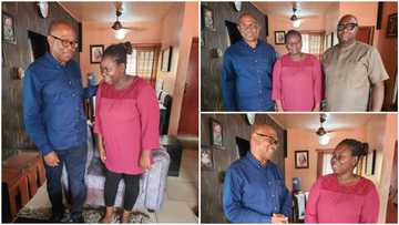 Photos emerge as Peter Obi visits woman stabbed in Lagos during 2023 presidential election