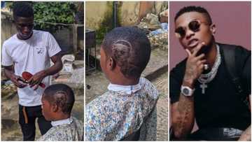 Popular Nigerian barber designs Wizkid on man's head, gets people talking (see photos)