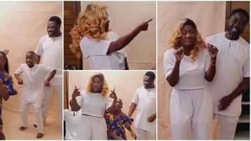 Mercy Johnson's hubby shyly walks away as actress and kids join Tiwa Savage's challenge in cute video