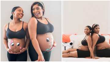 Ladies who have been friends since primary school share painted baby bumps as they expect babies together