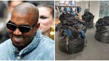 "Okirika style": Nigerians amused as Kanye West's Yeezy Gap clothes are sold from trash bags