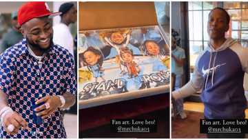 Nigerian man in US gifts Davido special Stand Strong artwork after sold-out concert, his 3 kids feature