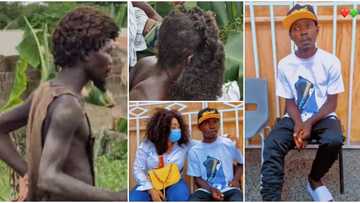 Lady touches mad man's life, shares transformation video after barbing his hair, giving him new clothes