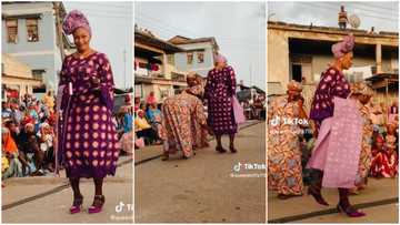 "She's beautiful": Tall lady in high heels wows many people on her wedding day, dances in video