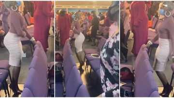 She is hot: Pretty lady on 6 inches heels wows many in video with her standing dance in church