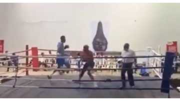 Nigerian giant heavyweight boxer knocks out opponent in just 15 seconds