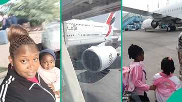 Nigerian woman relocates to Australia with 3 kids to reunite with husband, flight hours wows many