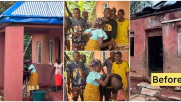 Emotional moment Nigerian activist Harrison gave widow access to her rebuilt house, she prayed for him in clip